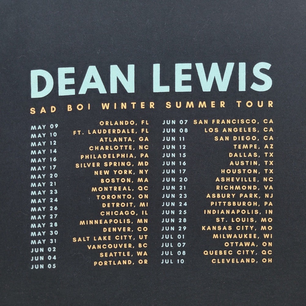 Dean Lewis Sad Boi‎ Winter Summer Tour Pullover Hoodie Mens Large L Black